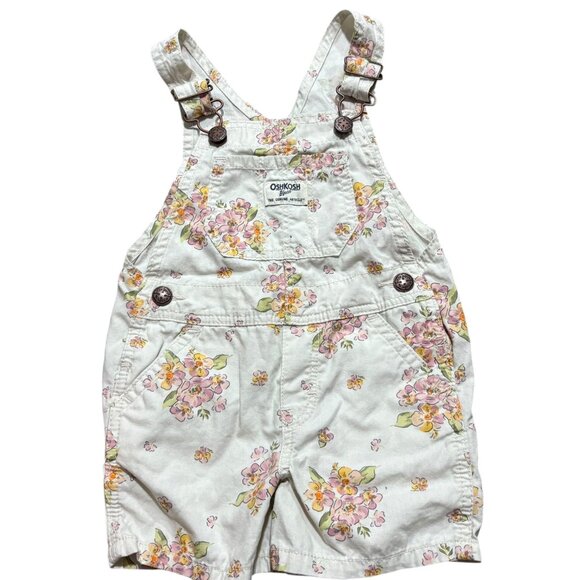 Oshkosh Bgosh Toddler 2T Floral Print Overalls In Cotton - Picture 1 of 4
